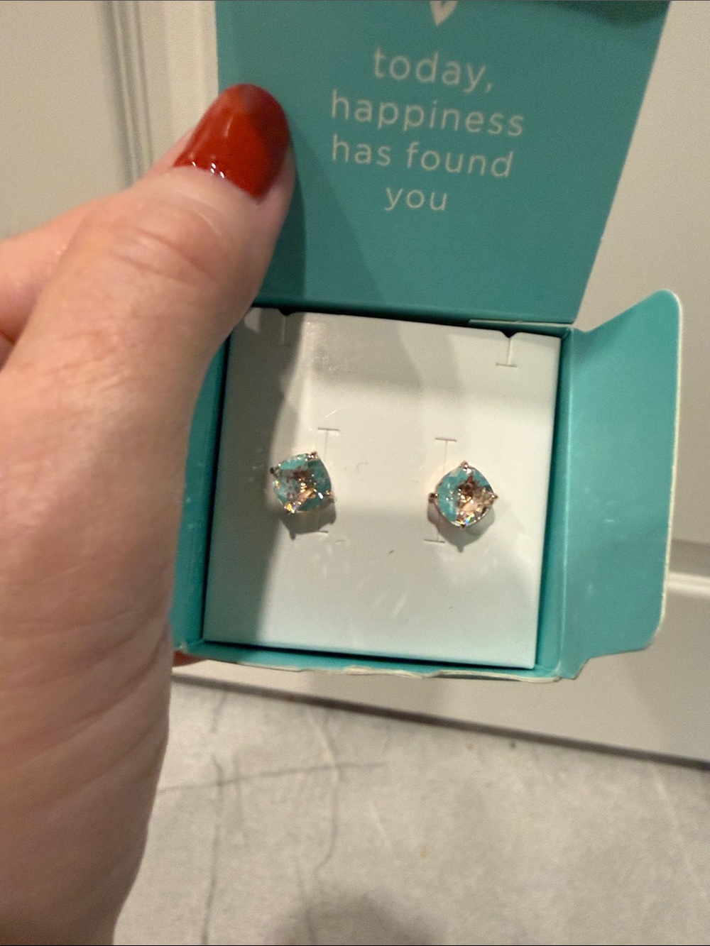 Origami Owl Turquoise Crystal Stud Earrings - Women Jewelry